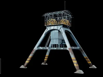 Coal Mine Shaft Tower - KWK Polska II Low-poly 3D model