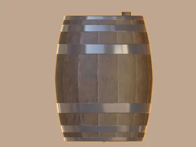 Wooden Barrel 3D model 5