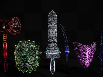 Obsidian RPG Weapons- UE4 FBX Low-poly 3D model