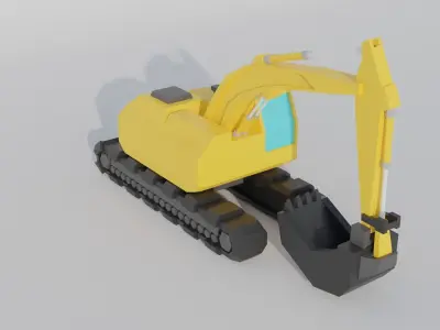 Excavator Construction Machine Game Asset Low-poly 3D model