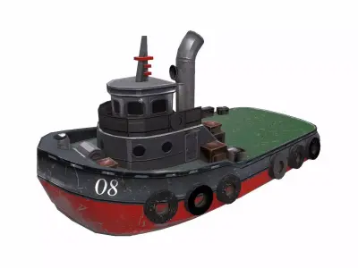Tugboat Low-poly PBR Low-poly 3D model