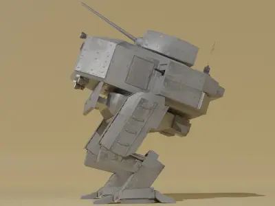 Panzer Mech Walker with RIG and LOWPOLY Default camo Low-poly 3D model