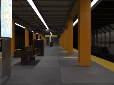 Underground Subway Station Platform 3D model