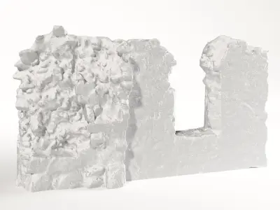 Old castle wall part C Low-poly 3D model