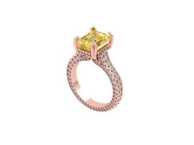 Emerald Art Deco Ring 3D print model 38