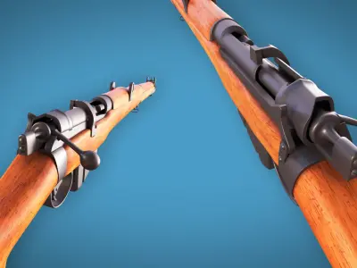 Lee Enfield Bolt Action Rifle LowPoly Firearm  3D Model Low-poly 3D model
