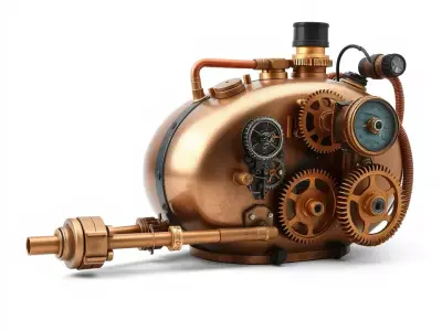 Steampunk Boiler with Mechanical Gears Model Pack Low-poly 3D model