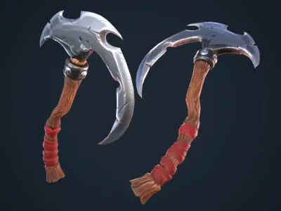 Stylized single-handed scythe weapon Low-poly 3D model