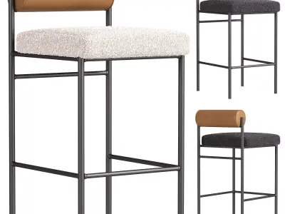 Half bar stool Balla beige By Stool Group 3D model