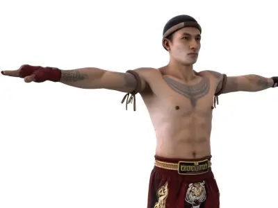 Muay Thai t-pose 3D model Low-poly 3D model