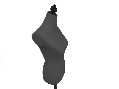 Female Adjustable Mannequin Torso With Wooden Stand 3D model 3D model