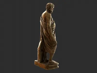 Greek Man Statue - Gold Low-poly 3D model