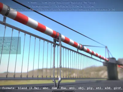 Low-Poly Railroad Barrier 8m Protective Grid Low-poly 3D model