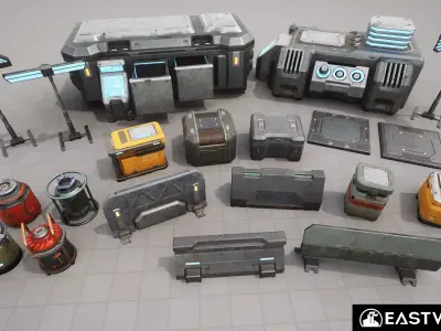 Sci-Fi RTS Props Pack 01 Low-poly 3D model