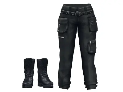 Cargo Pants with Boots Low-poly 3D model