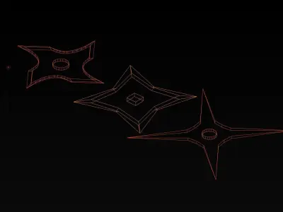 Low poly throwing star shurikens Low-poly 3D model