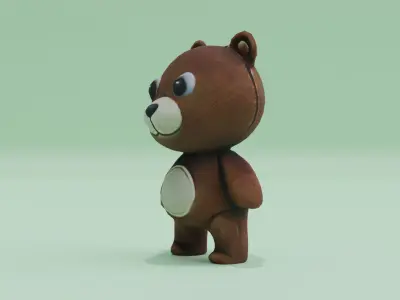 Teddy Bear Plush Brown Toy Low-poly 3D model
