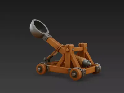 Stylized Medieval Catapult 3D Model Siege Weapon 3D model
