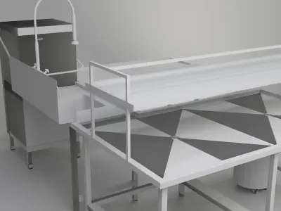 Hobart Industrial Washing Machine Full System 3D model