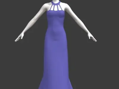 Woman lavender gown Low-poly 3D model