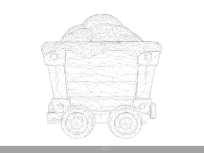Stylized Snowy Mine Cart Low-poly 3D model