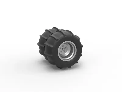Double Rear wheel for Dune Buggy Scale 1 to 25 3D print model