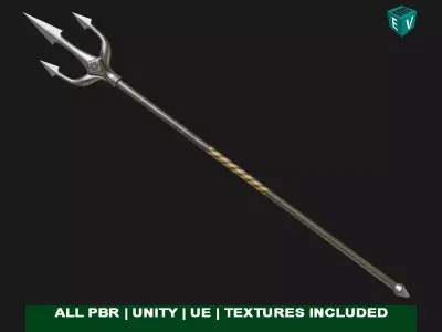  Trident 03 Silver All PBR Unity UE Textures Included Low-poly 3D model