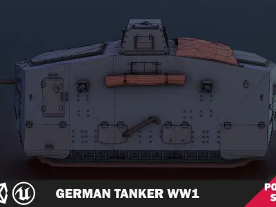German Tanker WW1 Low-poly 3D model