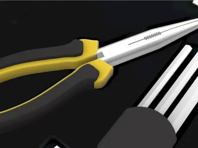 Toolbox With Tools Low-poly 3D model