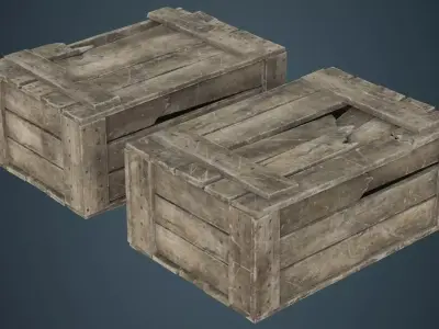 Wooden Box 4C Low-poly 3D model