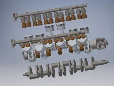 V12 Camshafts And Crankshafts Engine 3D model