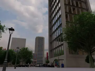 Highrise Building  Low-poly 3D model