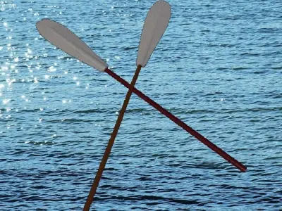 Paddle two wooden paddles Low-poly 3D model