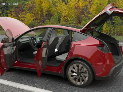 Red 2025 Tesla Model Y Juniper 3D model