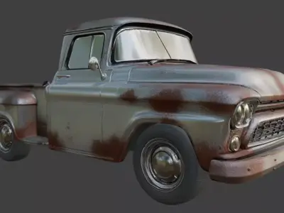 Vintage Rusty Pickup Truck 3D Model 3D model 22