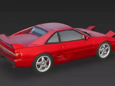Retro 90s Red Sports Car 3D Model Low-poly 3D model