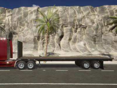 Semi Truck Trailer 03 - Flatbed v1 Low-poly 3D model