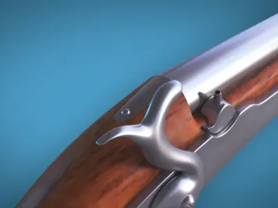 Percussion Musket LowPoly Firearm  3D Model Low-poly 3D model