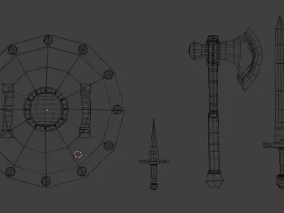 Stylized LowPoly Adventurers Melee Pack Low-poly 3D model