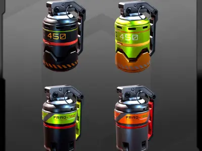 5 SF Grenades Low-poly 3D model