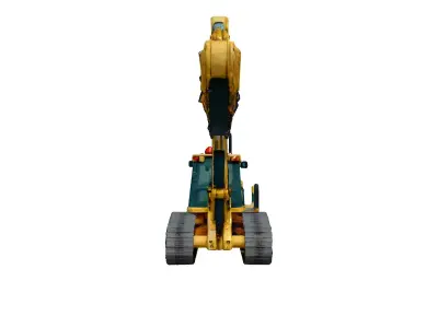 Realistic Excavator with Tree Shear Low-poly 3D model
