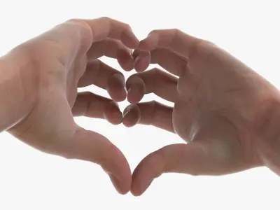 Male Hand Pair Forming Heart Shape 3D model