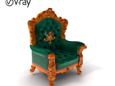 Luxurious Baroque Throne Chair D Model Pack Low-poly 3D model