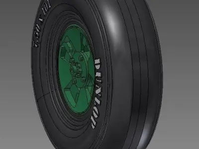 Spitfire - four spoke wheel - smooth tires 3D print model