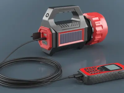 Power Bank Flashlight with Field Phone Red 3D model