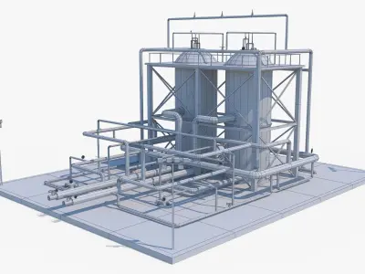Oil Refinery 1 Low-poly 3D model