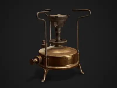 Vintage kerosene stove Low-poly 3D model