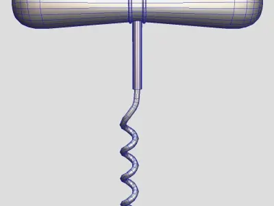 Corkscrew 2 wooden wine Low-poly 3D model