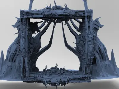 Mars Sci-Fi Monolith Massive structure 4  3D model
