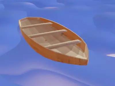 Low poly wooden boat Low-poly 3D model purchase